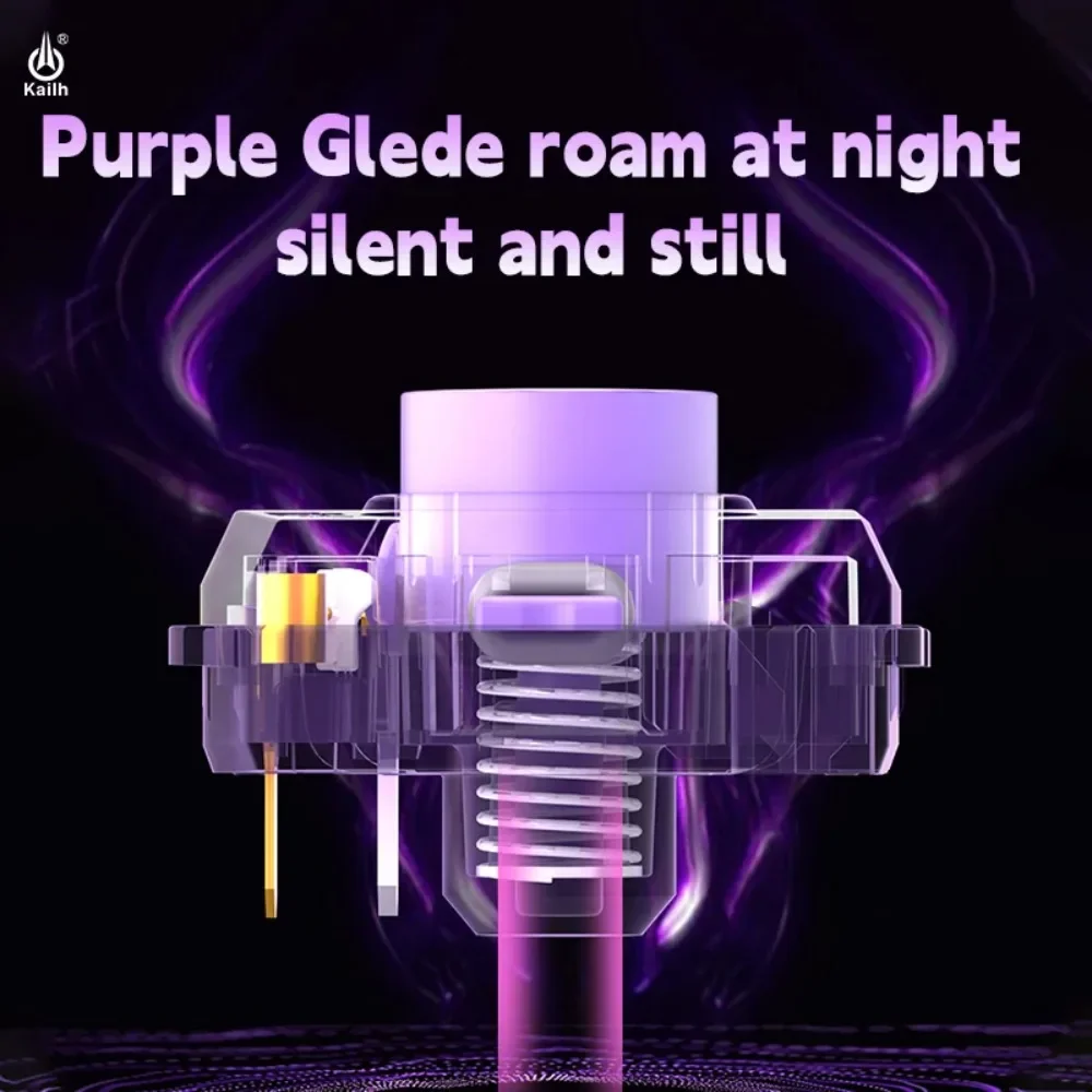 10/30/60/90 Uds. Interruptores silenciosos de acción rápida lineal de Iris púrpura serie Raptor Compatible con teclados de perfil bajo HITBOX