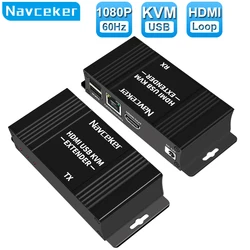 Extensor HDMI KVM RJ45 PoC Cat5e/Cat6: USB y PC