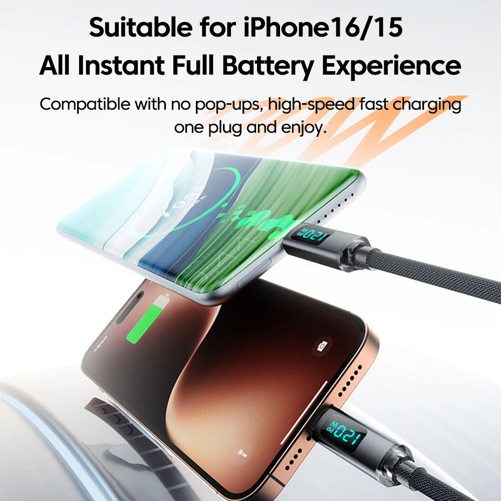 Cable USB a tipo C de 120W, 6A, Cable de datos de carga rápida para iPhone 15 16, Samsung, Huawei, cable cargador tipo C a tipo C - imagen 3