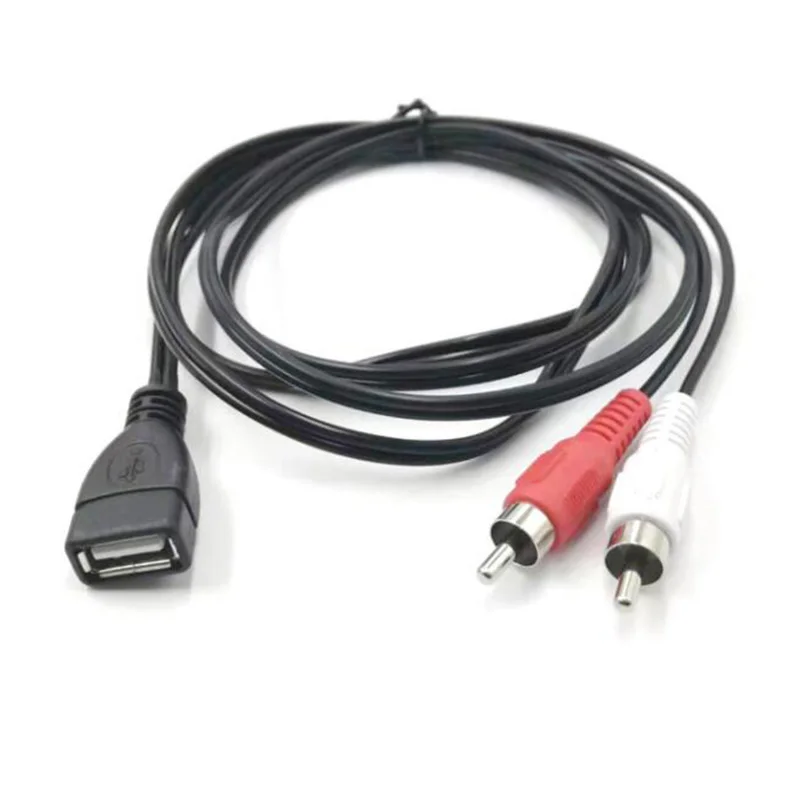 1,5 M USB 2,0 A hembra enchufe a 2 RCA macho conector Audio Video Cable de extensión adaptador A7 - imagen 5