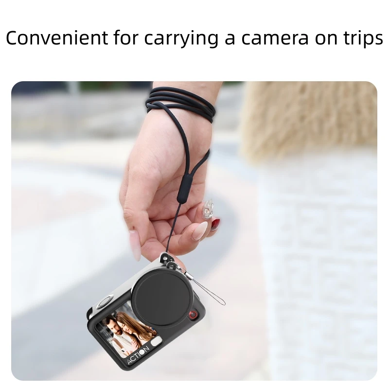 Funda de silicona para cámara DJI OSMO Action 6, funda protectora con cuerda a prueba de pérdidas/correa para muñeca/tapa de lente para DJI Action 6 - imagen 5