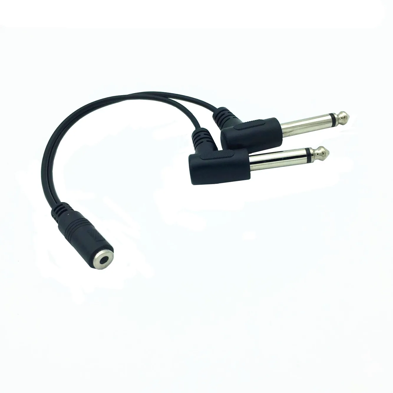 Mini adaptador de Audio de ángulo recto, Cable divisor de 20cm, 3,5mm, 1/8 pulgadas, TRS, estéreo, hembra a Dual, 1/4mm, macho, Mono TS - imagen 4
