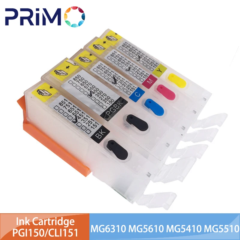 Cartucho de tinta recargable de PGI-150, para Canon PIXMA MG5410, MG5510, MG5610, MG6410, MG6610, MG7110, IP7210, IP8710, MX721, IX6810, CLI-151