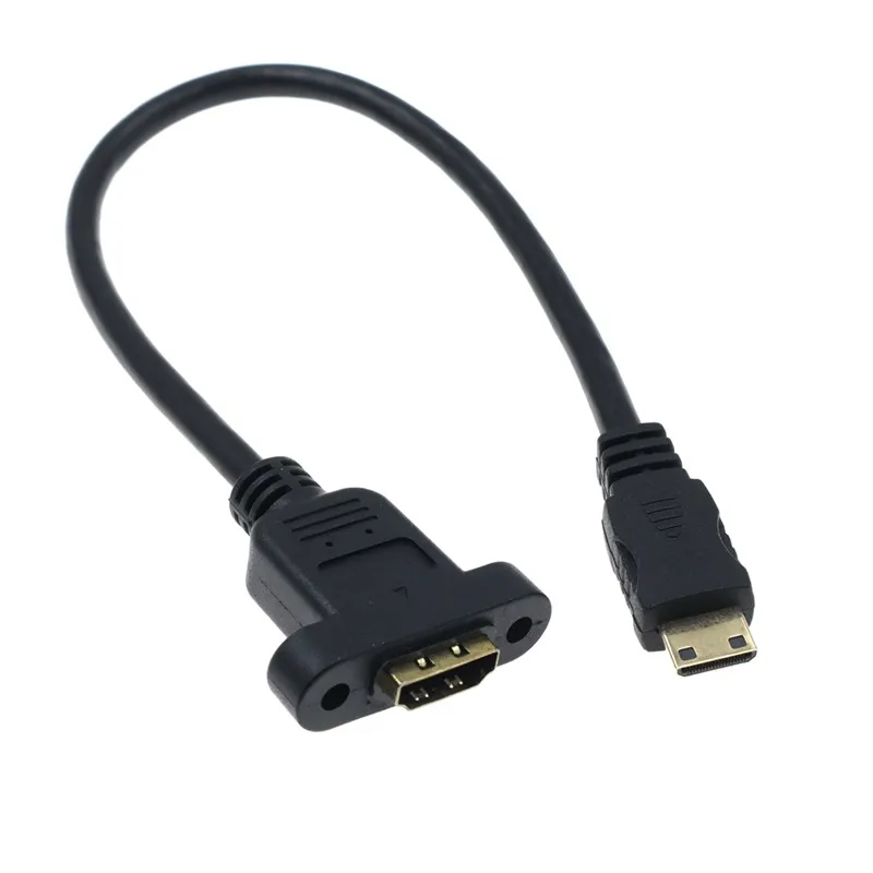 HDMI hembra a Mini macho HDMI interfaz chapada en oro Cable de extensión para cámara digital portátil totalmente blindado con orificio para tornillo fijo - imagen 4