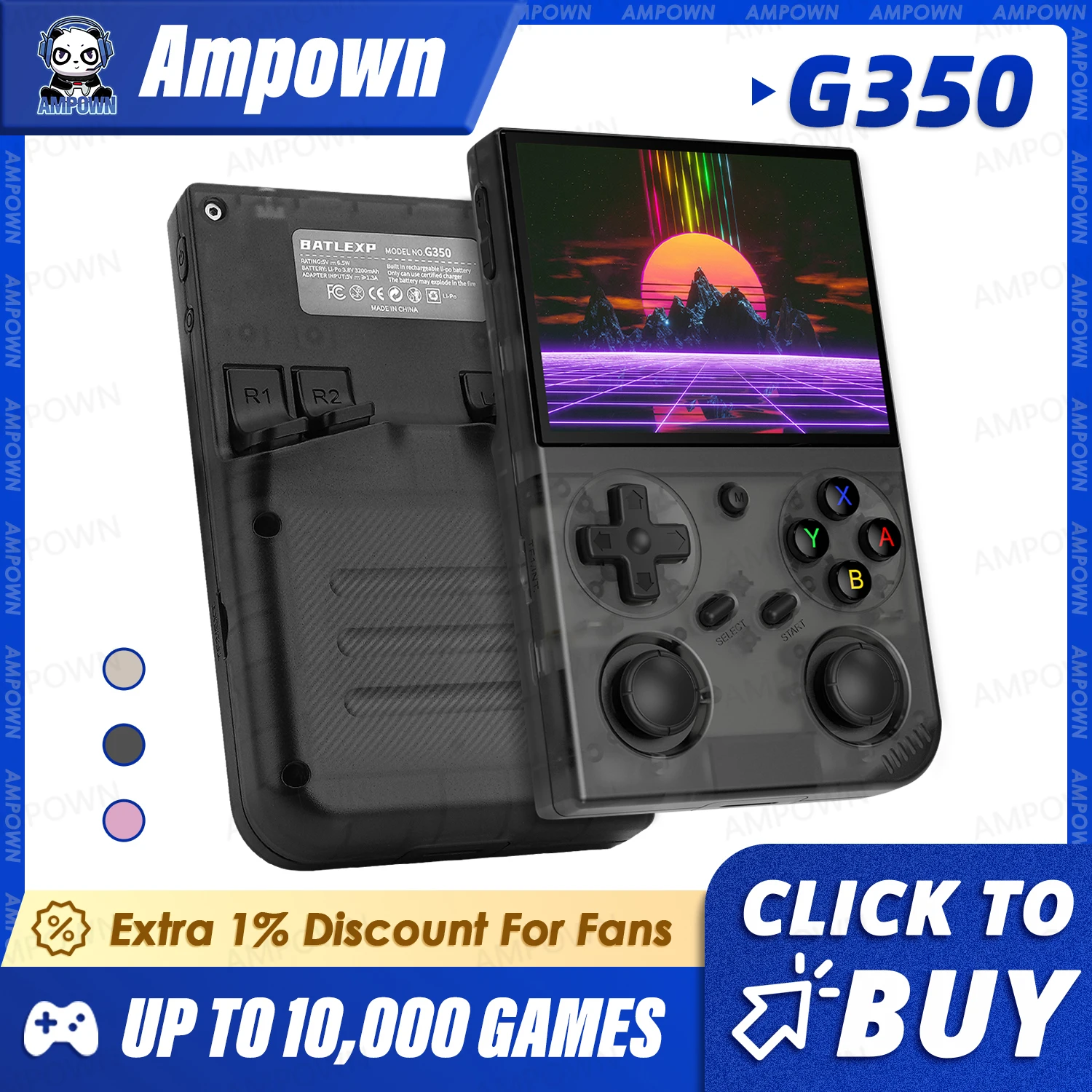 Consola de juegos portátil BATLEXP G350, pantalla IPS de 3,5 pulgadas, sistema Linux, Joystick Dual, Motor de vibración, consola de vídeo portátil Retro, regalo - imagen 2