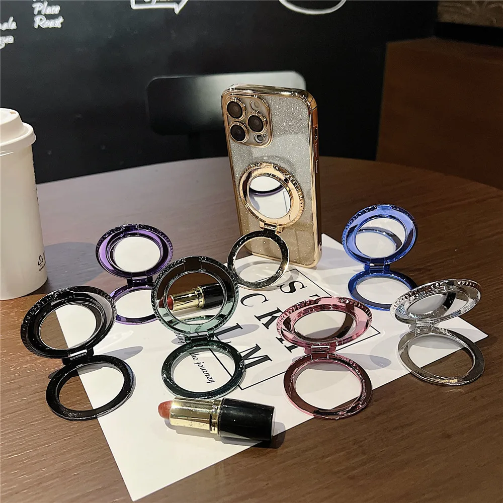 Soporte de espejo brillante para teléfono móvil, accesorio de lujo giratorio de 360 grados, pegatina trasera, soporte de enchufe - imagen 3