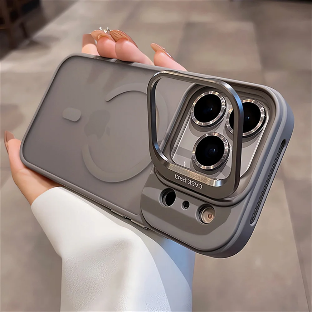 Película de lente soporte de cámara funda de teléfono magnética para iPhone 17 16 15 14 13 12 11 Pro Max marco de disipación de calor de aire cubierta translúcida - imagen 4