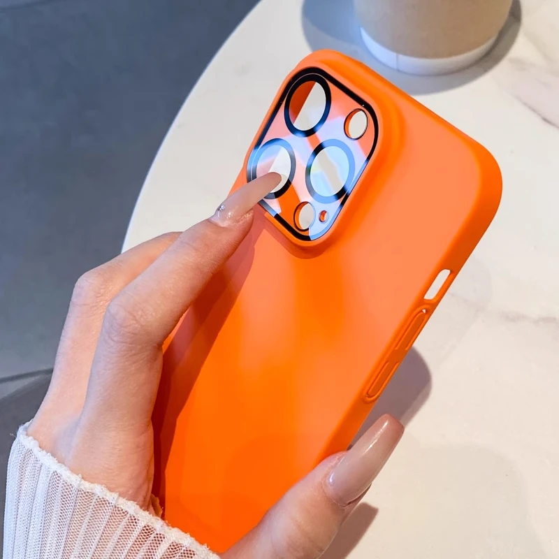 Funda ultrafina de Color sólido mate para PC dura para iPhone 16 15 14 13 12 11Pro Max Plus lente de cámara de cristal cubierta de protección completa - imagen 5