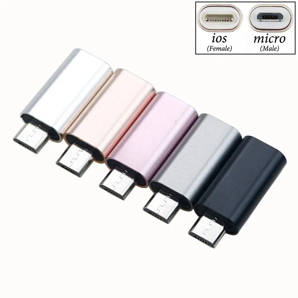 Micro USB Male to 8-Pin ios Female Adapter Charging Converter For iPhone Android Connector Adapter - imagen 2