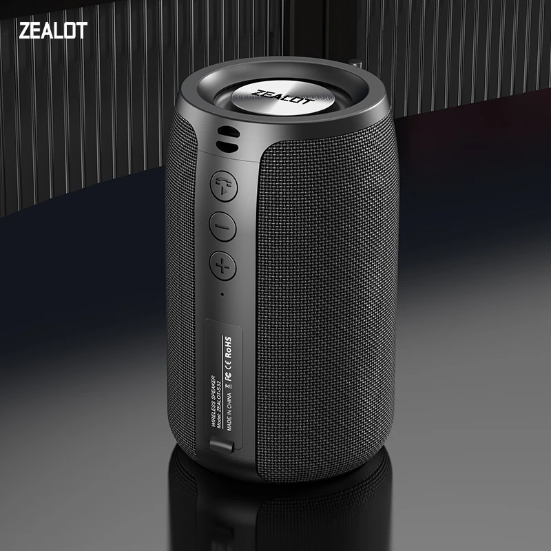 ZEALOT-S32 Altavoz inalámbrico portátil Subwoofer estéreo impermeable columna potente altavoces para exteriores Boom Box tarjeta TF y Audio auxiliar