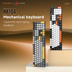 Teclado mecánico AJAZZ NK104, teclas de doble inyección con cable, teclado de jugador con retroiluminación híbrida LED de intercambiación en caliente para ordenador portátil y PC
