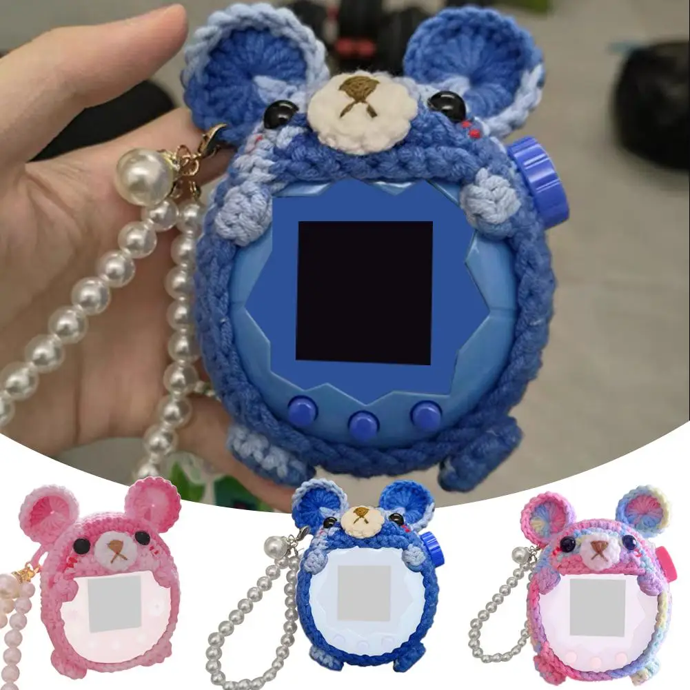 Funda protectora para Tamagotchi Paradise, oso colorido hecho a mano con cordón de perlas, carcasa protectora electrónica anticaída para mascotas - imagen 5