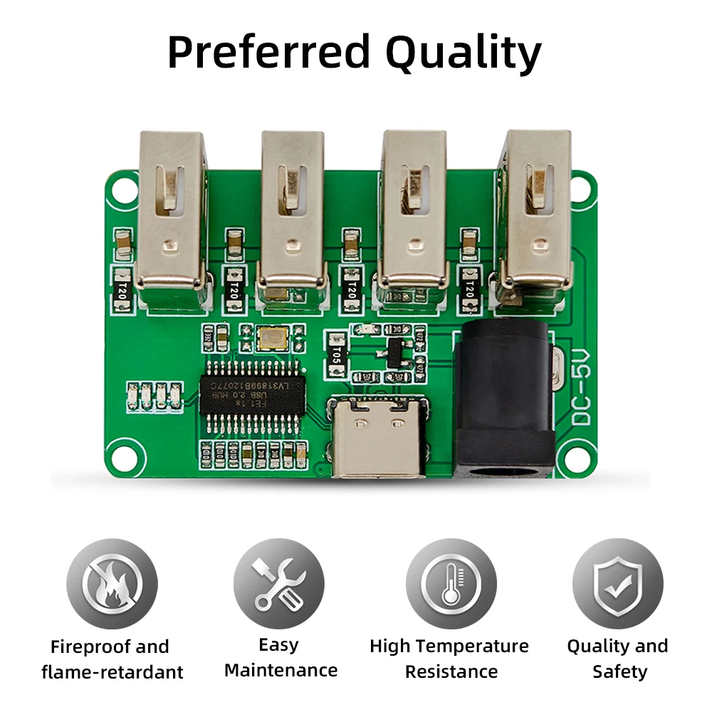 DC5V tipo C 1 a 4 puertos PH2.0 interfaz versión uno a cuatro USB 2,0 HUB módulo sin unidad USB divisor velocidad de transmisión 480Mbps - imagen 2