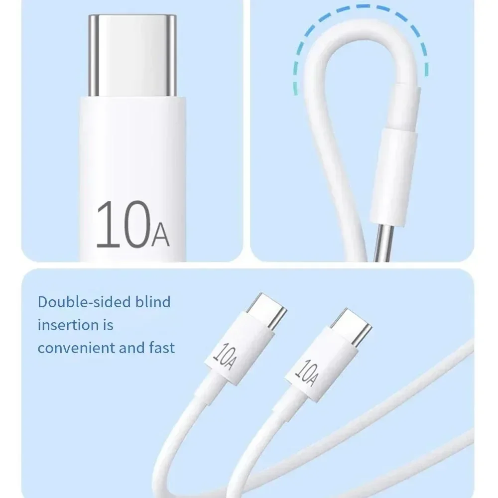 Cable de carga súper rápida de 120W, 10A, tipo C a USB C, para Samsung, Xiaomi, Huawei, iPhone, Android, Cable de datos de cargador rápido para teléfono - imagen 3