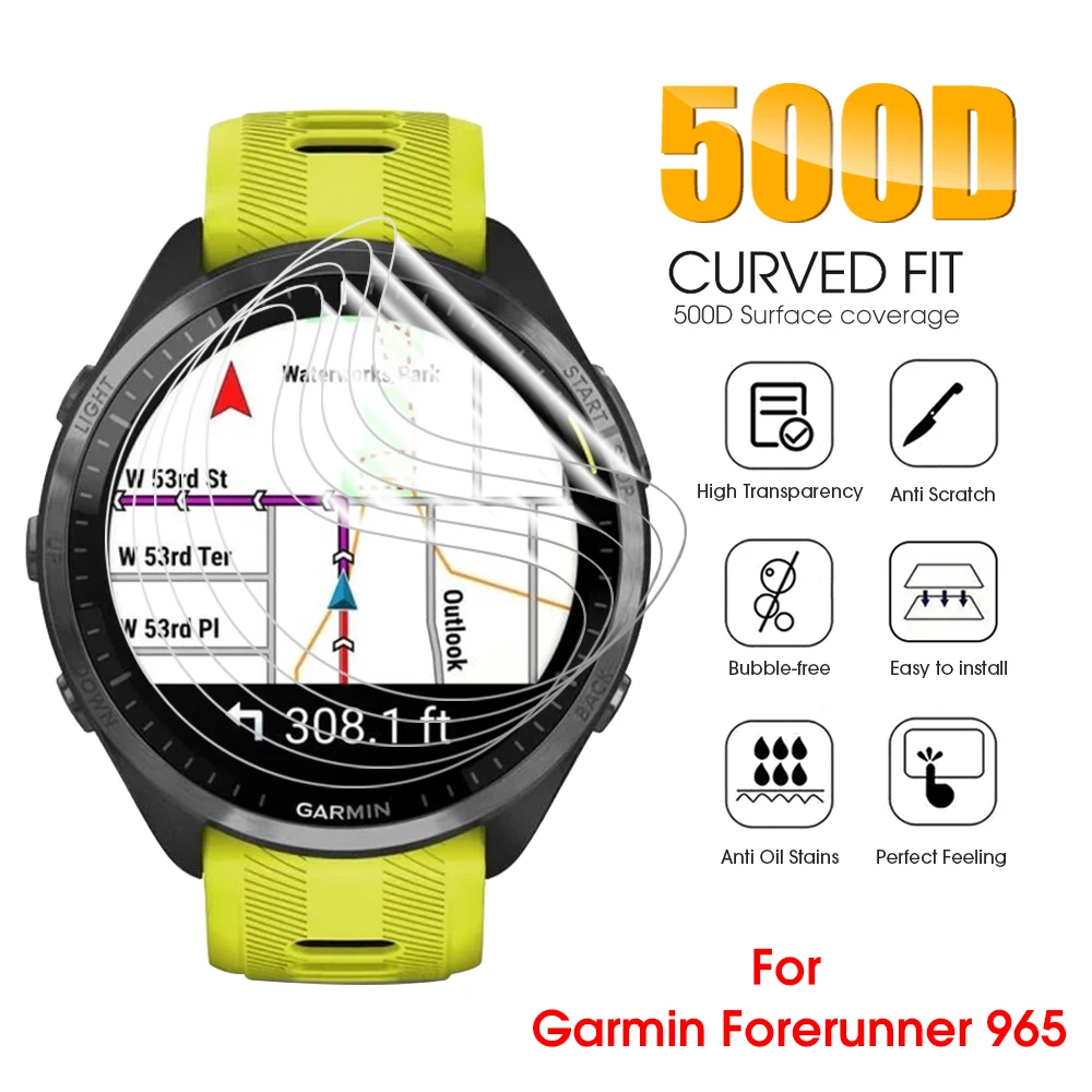 Película de hidrogel para reloj inteligente Garmin Forerunner 965, Protector de pantalla de TPU suave y transparente de cobertura completa para Forerunner 965, 1-10 Uds.