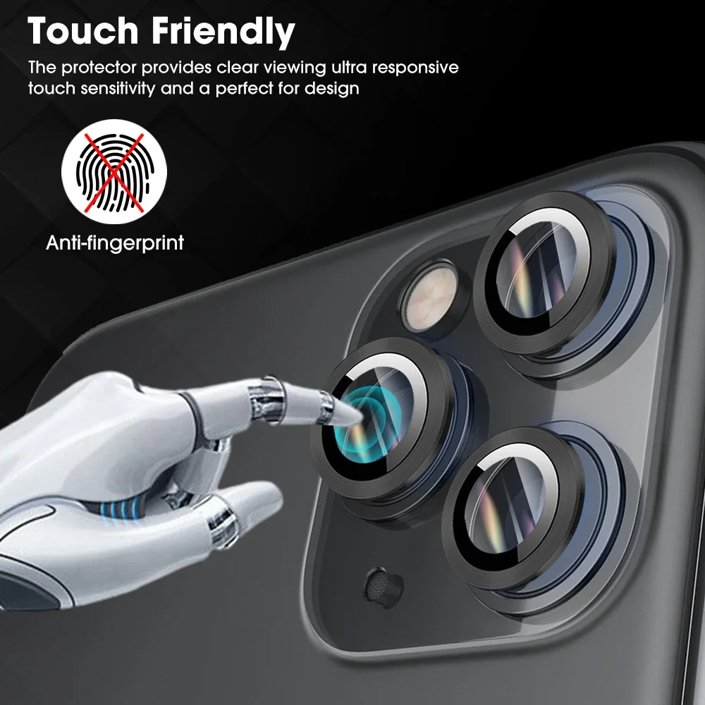 2-3 uds para IPhone 15 17 16 Pro Max película protectora de lente de cámara anillo de Matel de titanio + película de teléfono de cubierta transparente HD de vidrio templado - imagen 3