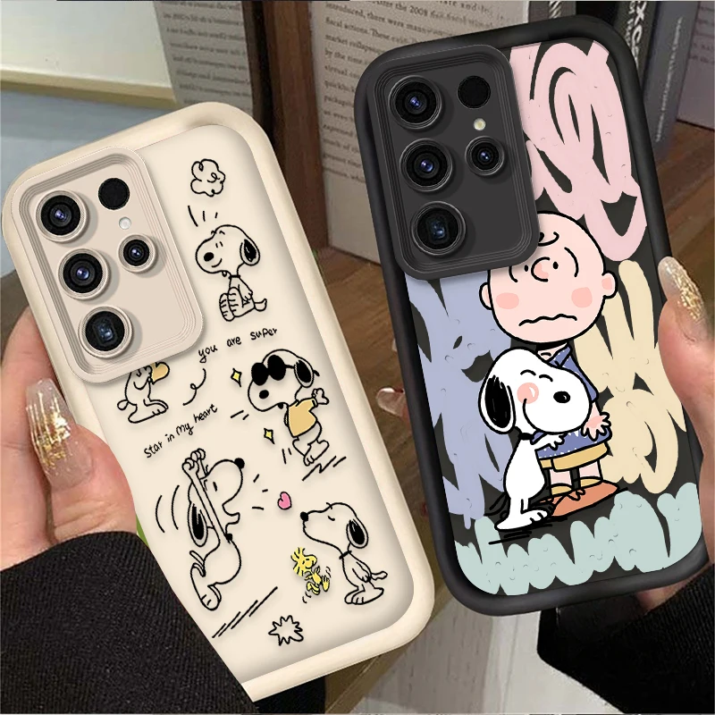 Preciosa funda de teléfono suave Snoopys para Samsung Galaxy S25 S24 S23 Ultra S22 S21 Plus FE A36 A56 A26 A16 A06 A15 A25 A35 A55 5G