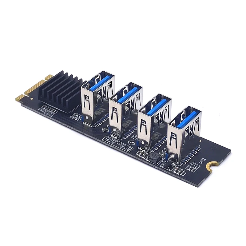 Tarjeta elevadora M.2 M2 NGFF NVME a PCIE PCI Express X16 1 a 4 USB 3,0, adaptador de concentrador multiplicador de ranura para minería de Bitcoin Antminer - imagen 3