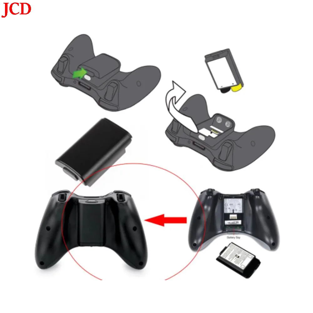 JCD-Paquete de cubierta trasera de batería AA, pieza de repuesto para mando inalámbrico Xbox 360, 4 tapas de agarre de silicona, color negro, 2 unidades - imagen 3