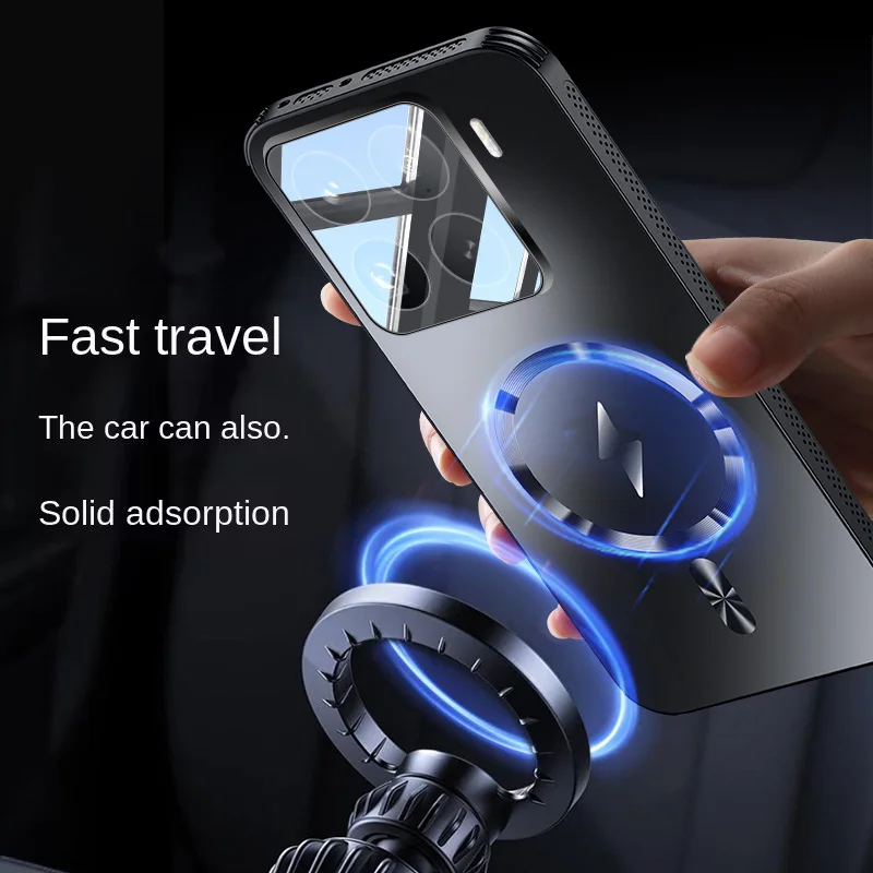 마그네틱 열 방출 흡착 무광 풀 커버 마그세이프 샤오미 17 프로 맥스 15 14 13 프로 충격 방지 렌즈 백 케이스 - imagen 5