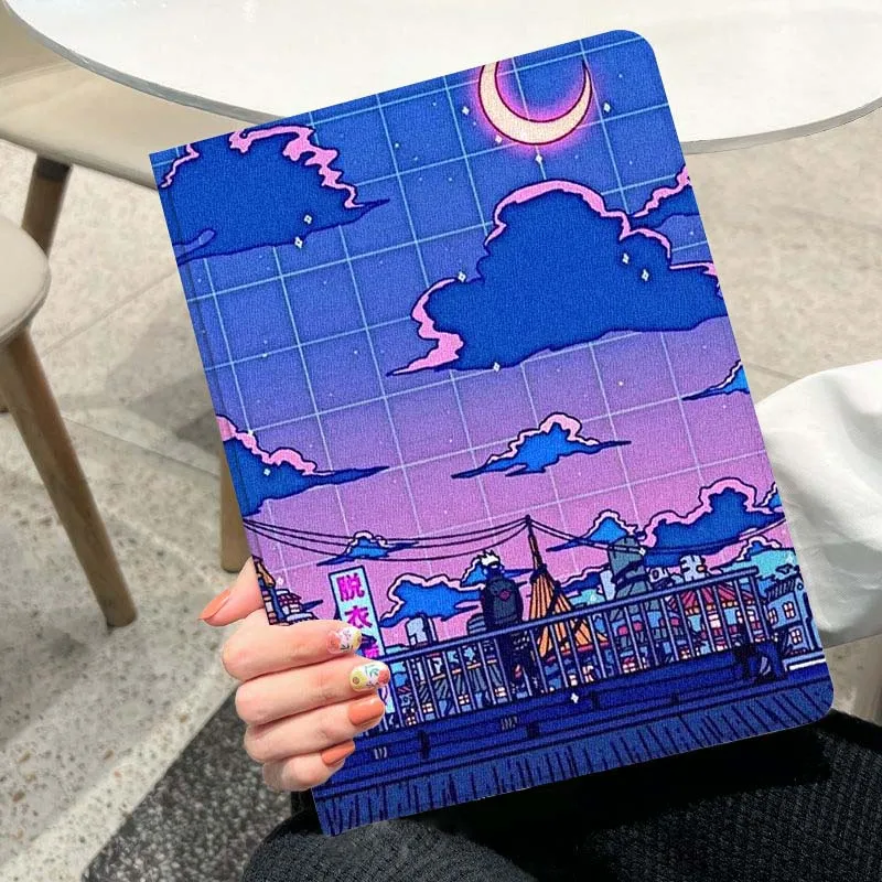 Anime arte estético para iPad Pro Air 2 3 4 5 6th 7th 11th Gen 10,2 9,7 11 10,5 10,9 12,9 13 pulgadas funda para tableta