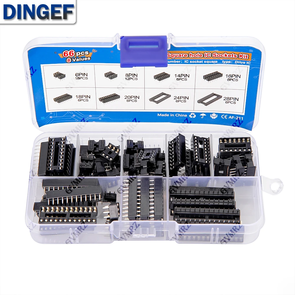 66 unids/lote con caja DIP IC adaptador de enchufes tipo soldadura Kit de enchufe 6 14 8 16 18 20 24 28 pines DIP-6 DIP-8 DIP-14 conector IC - imagen 3
