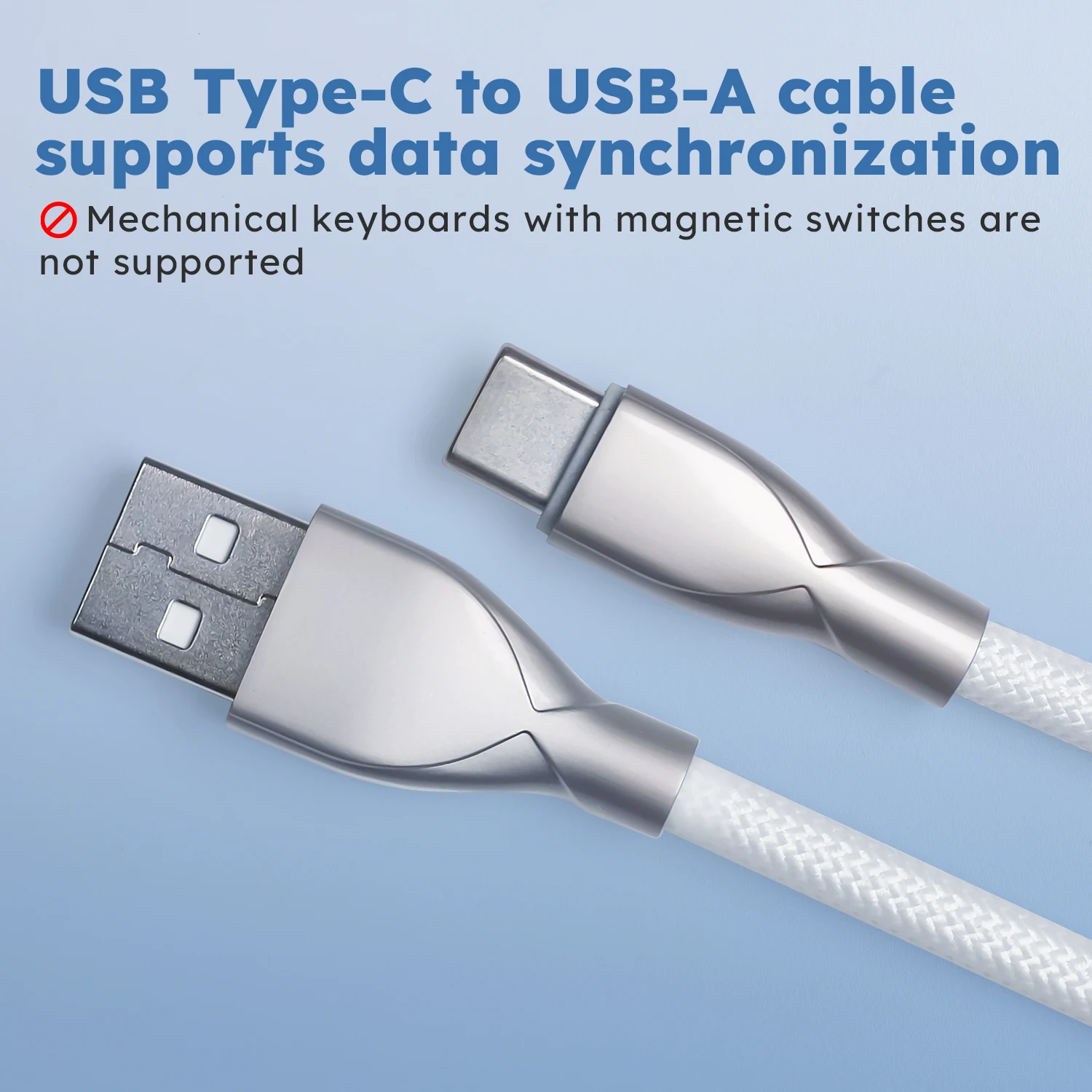 Cable de aviador para teclado mecánico de 59 pulgadas, USB A a TYPE-C, Cable trenzado de Color blanco y negro, Cable USB A en espiral personalizado - imagen 5