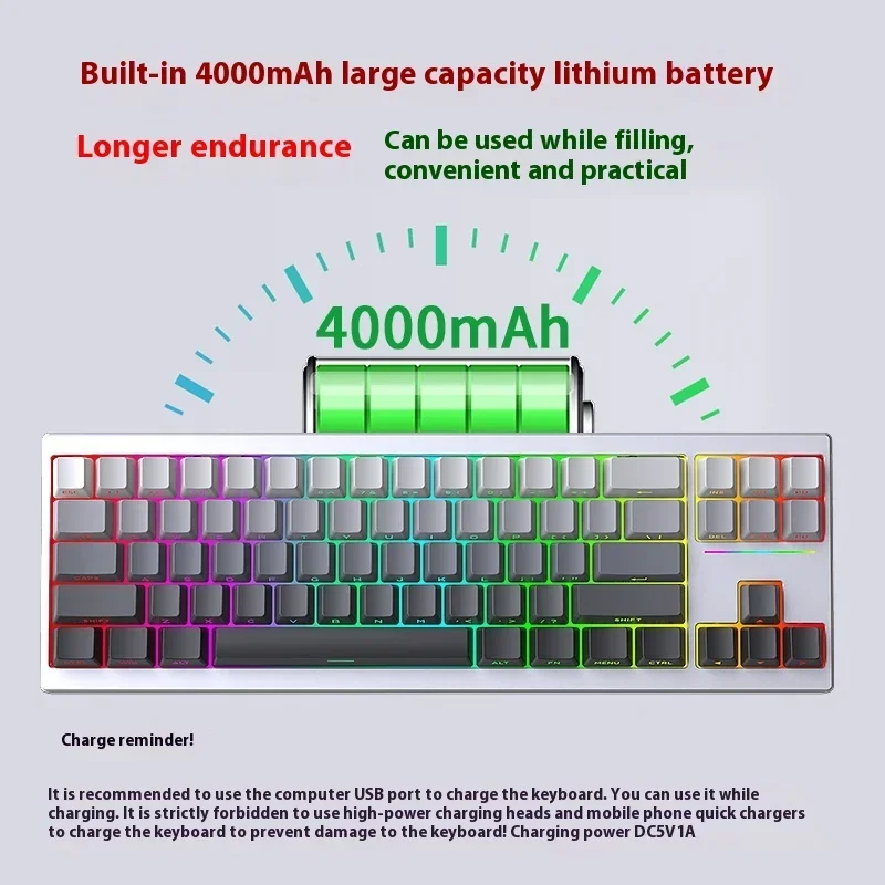 SL70 Kit de teclado mecánico inalámbrico de aluminio para juegos Bluetooth 2,4G con cable RGB Hotswap desmontar rápidamente teclado sin contacto - imagen 4