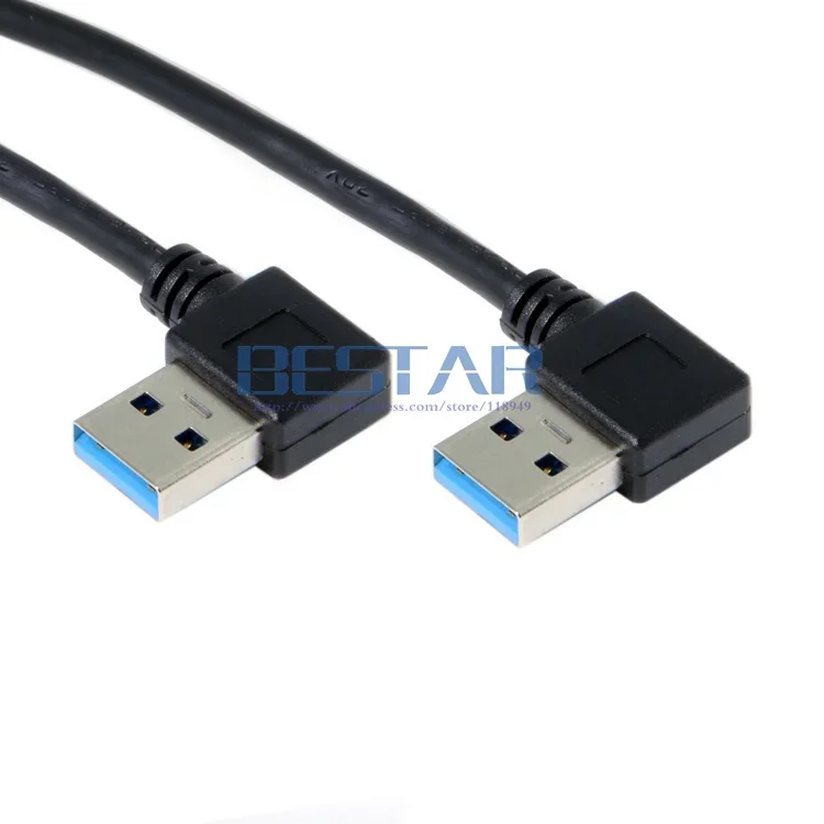 Cable de datos macho a macho de doble codo USB 3,0 tipo A tipo A de 90 grados en ángulo recto para ordenador con disco duro 15CM 0,15 M