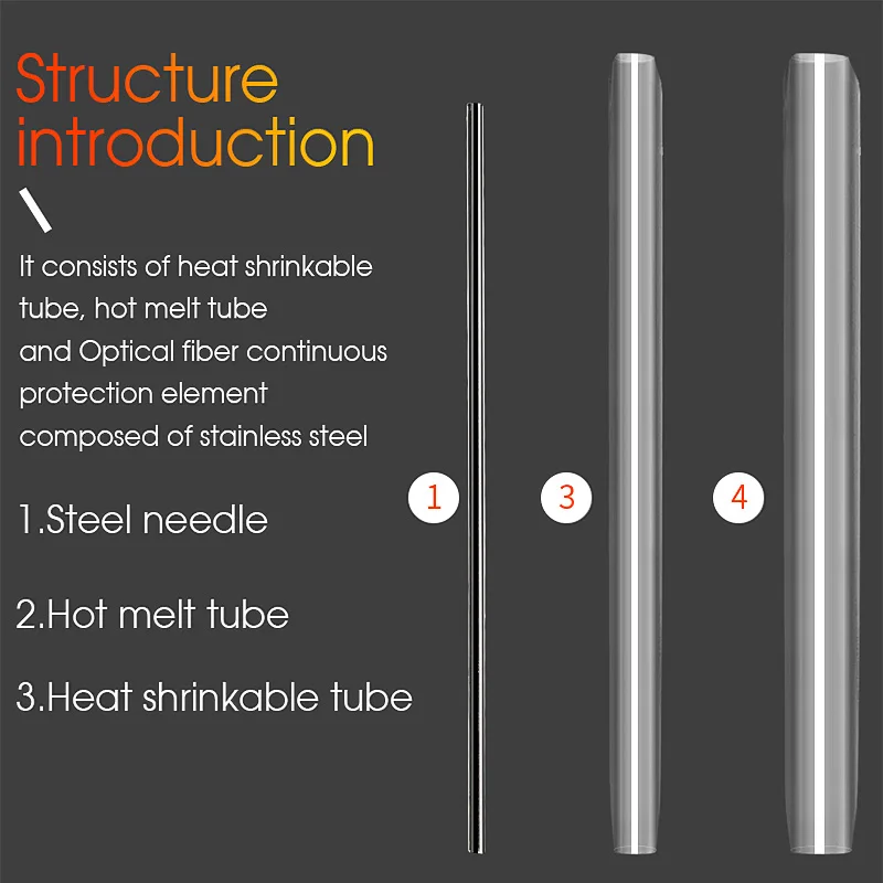 Tubo termorretráctil de fibra óptica FTTH de 60MM, tubo grueso de doble aguja, Cable de fibra óptica de cuero, manguito de empalme de fusión en caliente - imagen 4