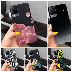 Funda delgada de silicona suave pintada de lujo para Vivo V21, 5G, V2050, V2066, V2108, 6,44"