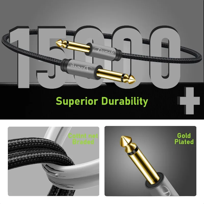 TS 6,35mm a 6,35mm Mono Amp Cable 1/4 ''TS Mono 6,35mm Jack macho a macho Cable de Audio para mezclador de guitarra con carcasa de aleación de Zinc - imagen 3