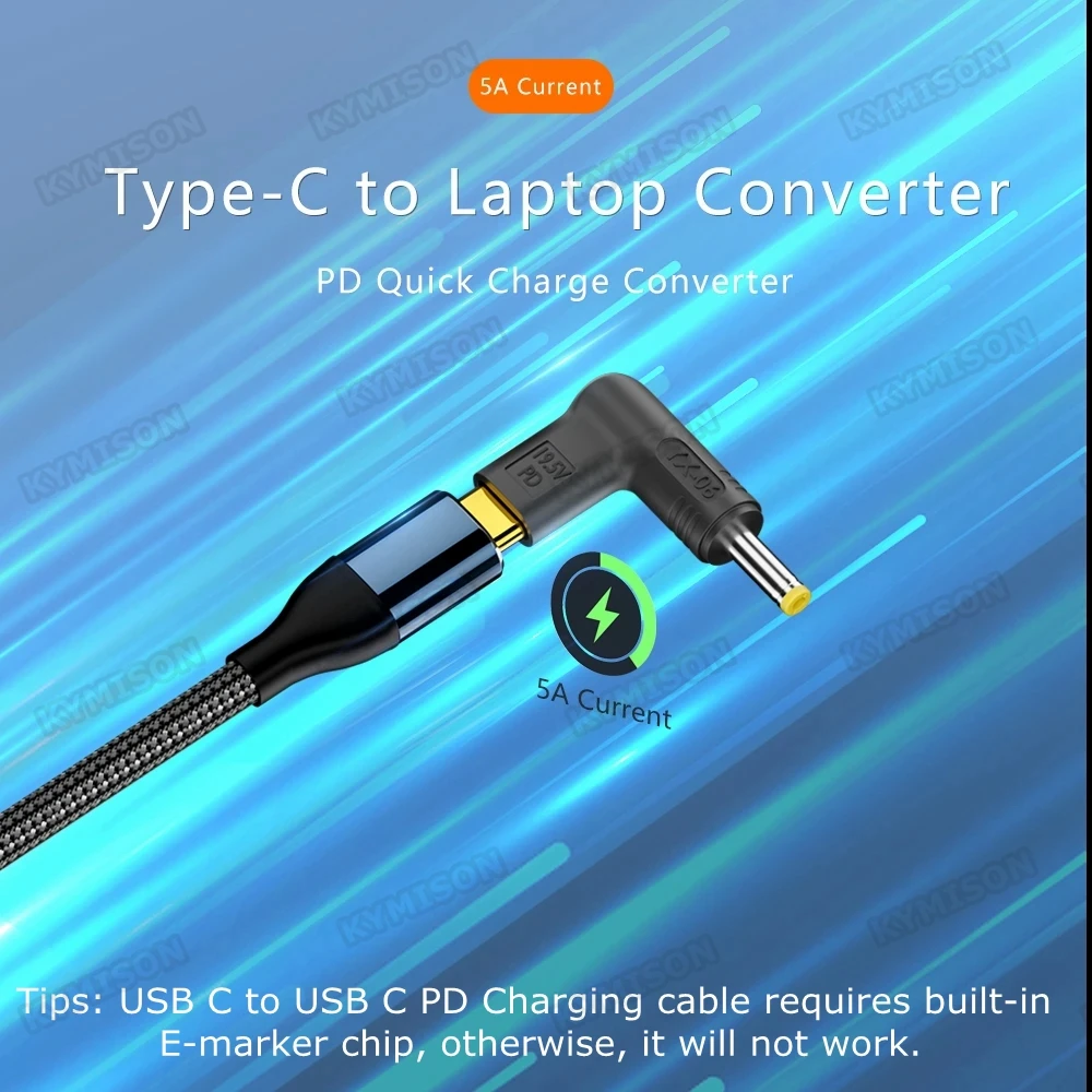PD 100W tipo C a convertidor de cargador Universal para portátil para Asus Lenovo Hp Dell Acer Samsung USB C conector adaptador de cargador rápido - imagen 3