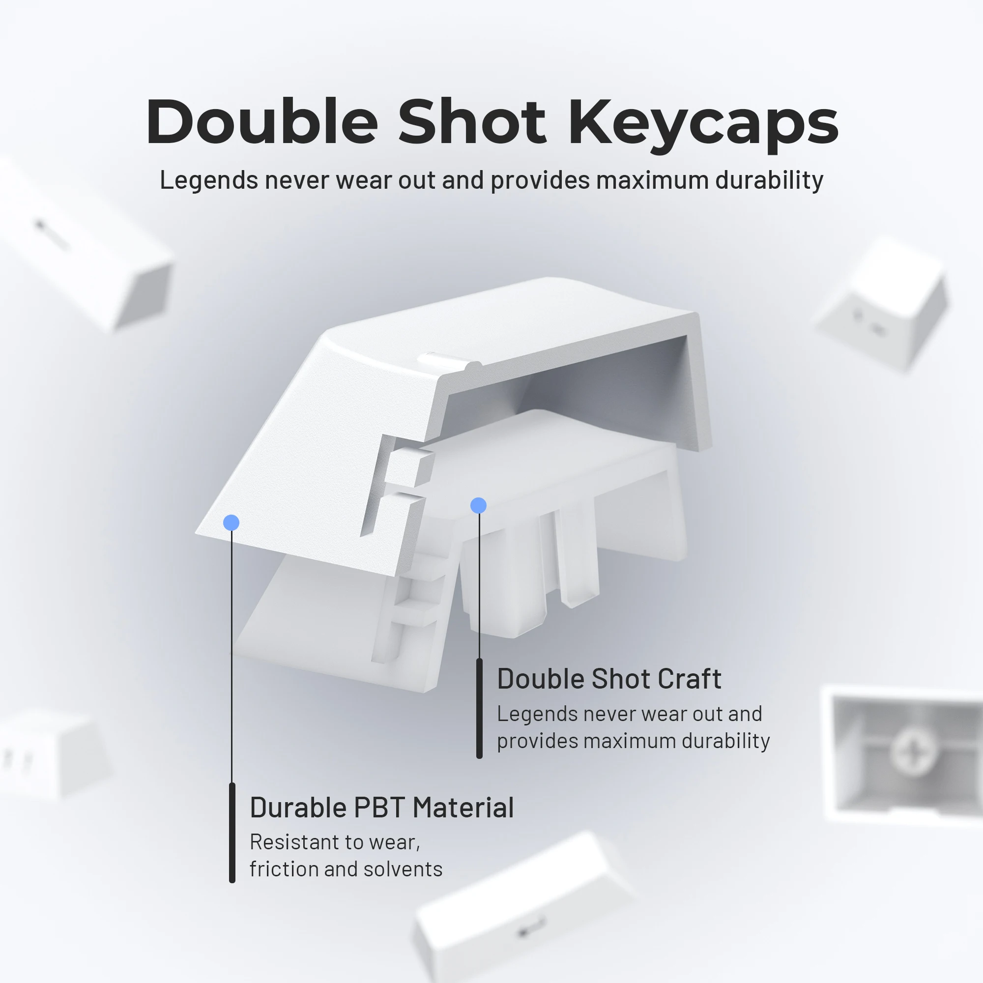 Teclas XVX Cherry White con estampado lateral brillante a través de doble disparo, 132 teclas, compatibles con teclado 60/65/75/80/100/104/108 - imagen 3