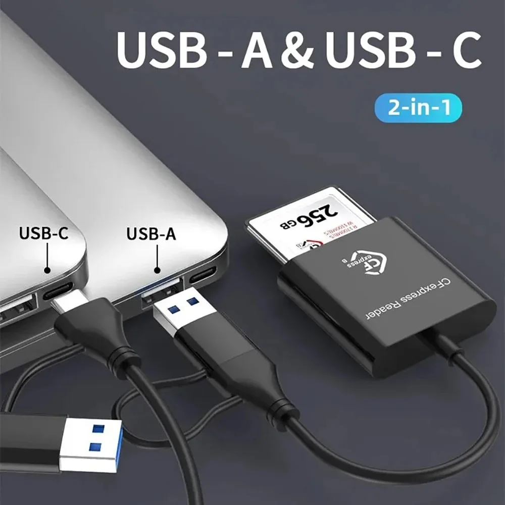 Lector de tarjetas 2 en 1 10Gbps CFexpress tipo B escritor USB3.2 Gen2 USB-C lector de tarjetas CFe para Android WinXP/Vista/7/8/8.1/10/11 Mac - imagen 4