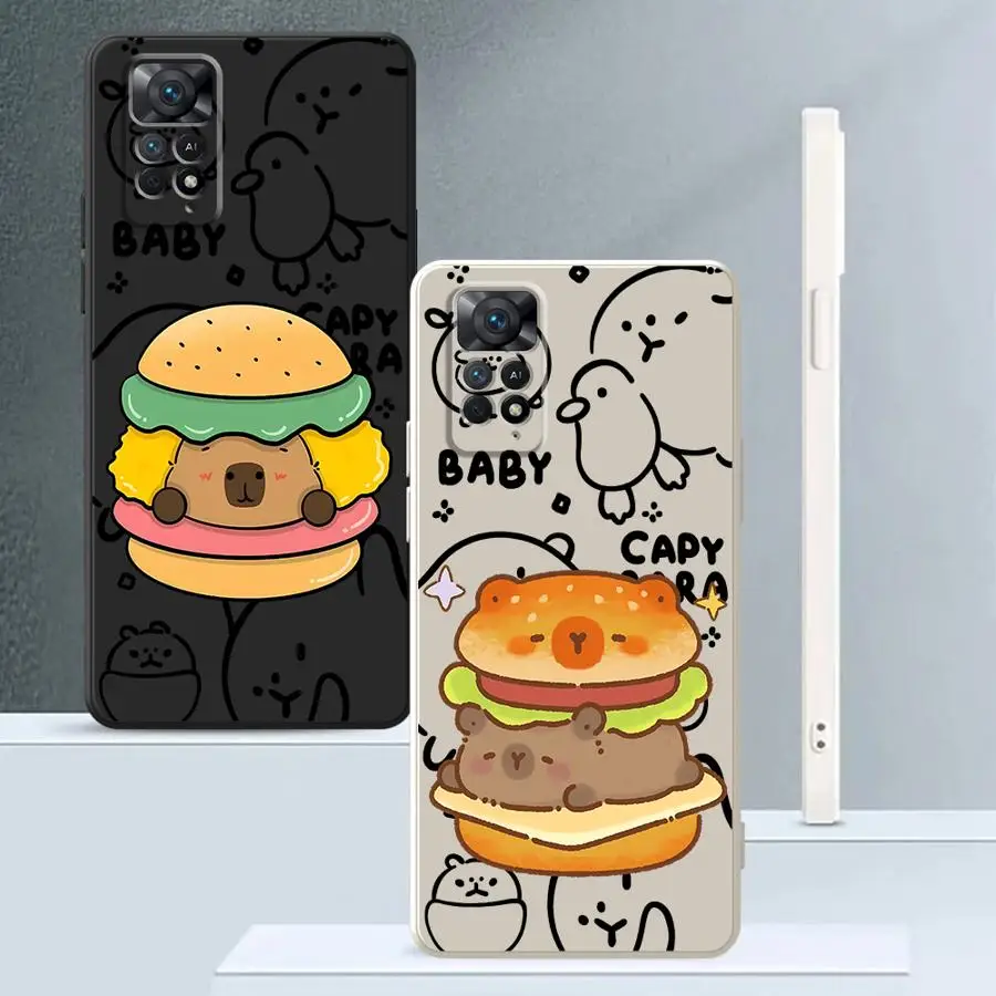 Funda de teléfono suave para Xiaomi Redmi Note 12s 10Lite 14 Pro Plus 10 11 Pro 13 12 ProPlus 11s 10 dibujos animados pareja hamburguesa