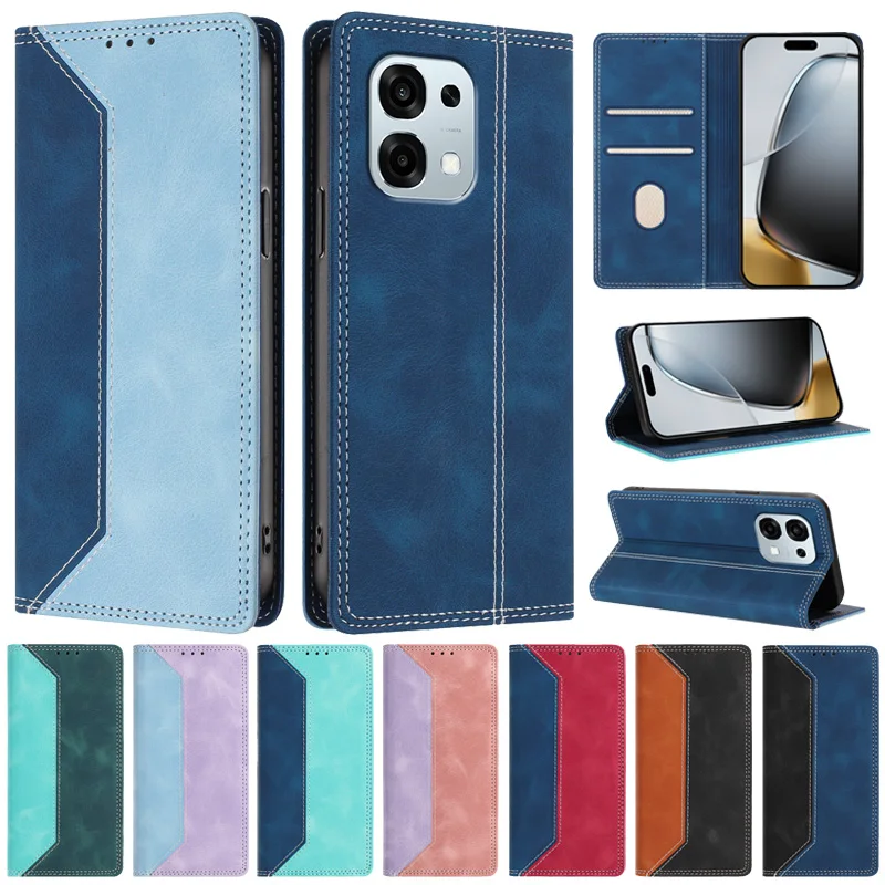 Para OPPO A6 Pro 5G Funda con tapa magnética para Coque Oppo A6 Pro A 6 A6Pro 4G Funda de teléfono Funda de cuero con bloque de Color a la moda