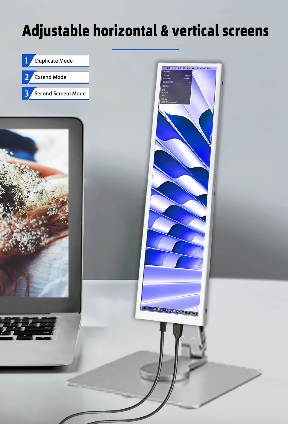 LESOWN-Monitor IPS HDMI de 8,8 pulgadas, pantalla larga estirada, 600cd/m2, 1920x480, LCD táctil, PC blanca pequeña, segunda pantalla para ordenador - imagen 5
