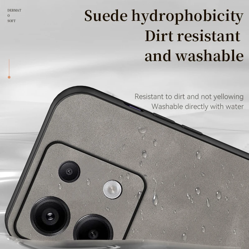 Funda de silicona con textura de cuero de lujo para Xiaomi POCO X6 Pro 5G, cubierta trasera de piel de oveja - imagen 3