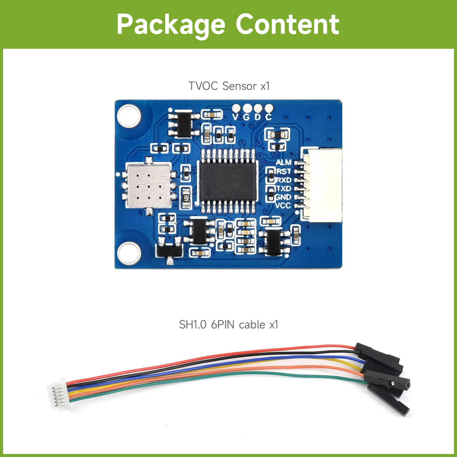 Waveshare TVOC (compuestos orgánicos volátiles totales) Sensor de gas Alta sensibilidad Bajo consumo de energía para Raspberry Pi/Jetson Nano - imagen 2