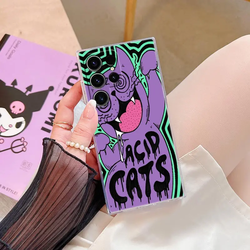 Funda de teléfono con pintura de arte psicodélico Trippy para Samsung S24 S23 Ultra S22 S20 Plus S21 FE, Funda transparente Galaxy S24Ultra - imagen 3