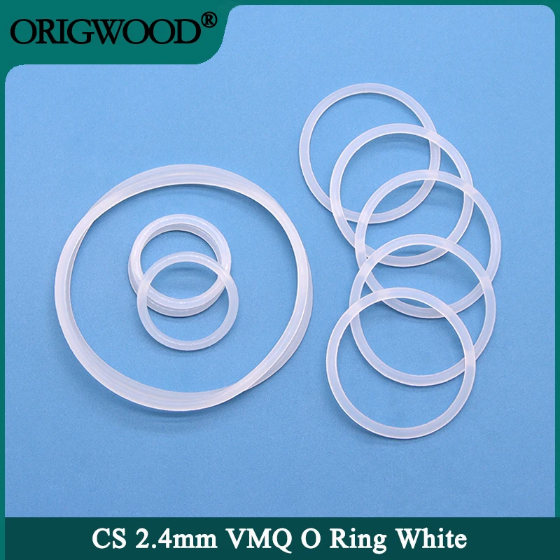 10/50 Uds VMQ junta tórica CS 2,4mm OD 6 ~ 60mm arandela impermeable blanca anillo redondo de silicona en forma de O de calidad alimentaria
