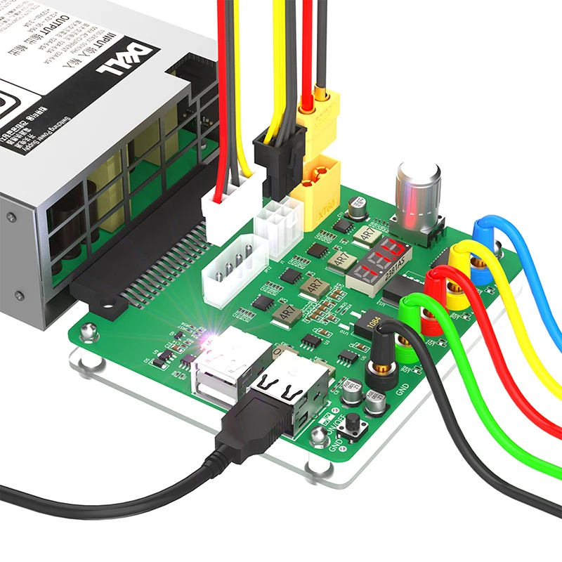 Placa de ruptura de fuente de alimentación de salida de 3,3 V/5V/12V/1,8 V-10,8 V USB 2,0 compatible con QC 2,0 QC 3,0 para fuente de alimentación Dell con perilla de voltaje ajustable - imagen 2