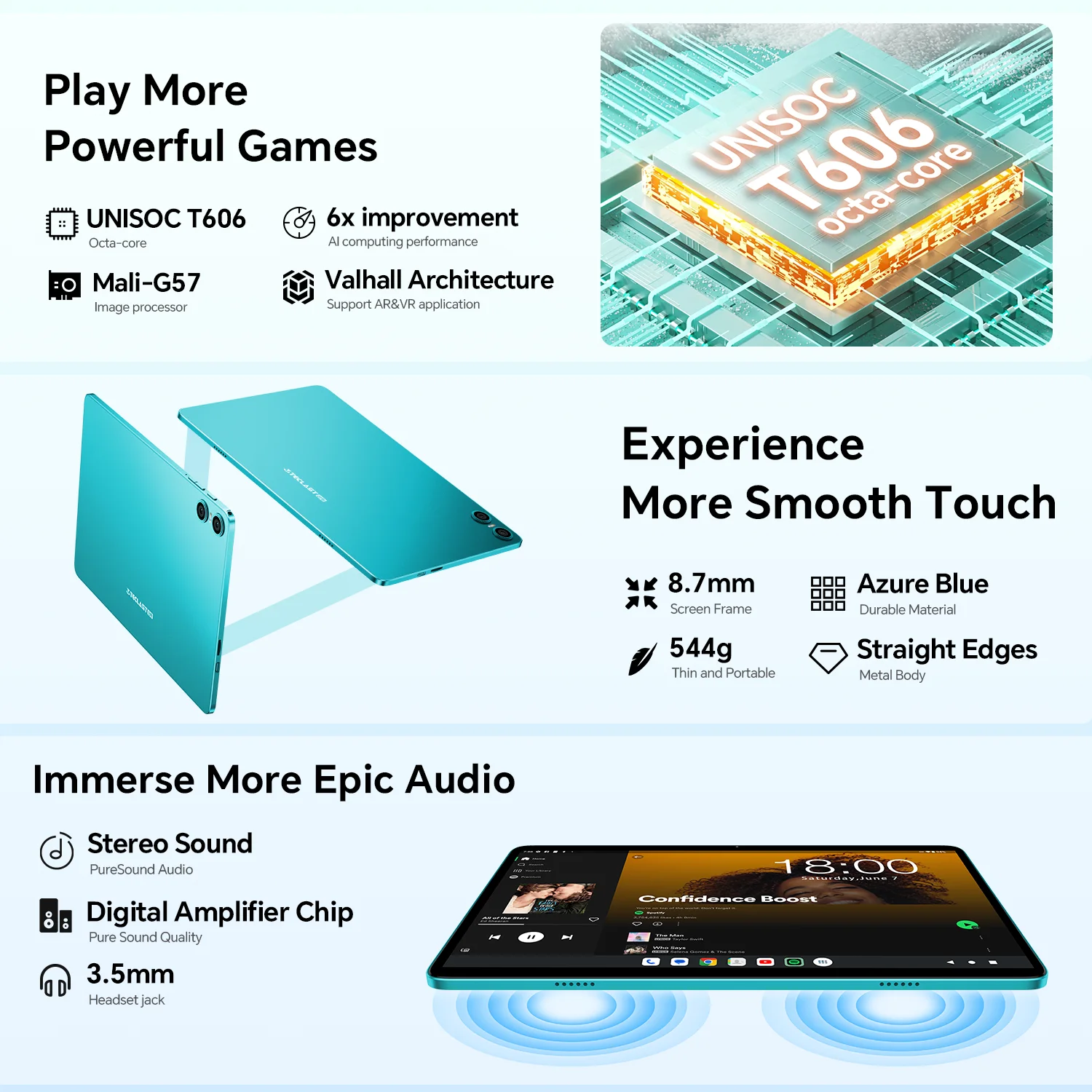 Teclast P30 Android 14 Tablet with 10.1" IPS Display, Max 12GB RAM, 128GB ROM, UNISOC T606 Octa-Core, Type-C, 3.5mm Jack, Widevine L1 - imagen 4