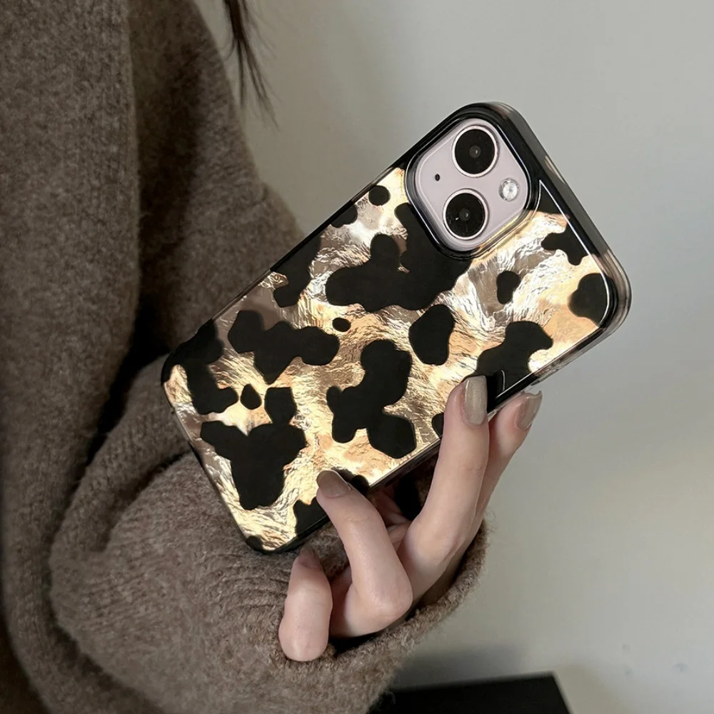 Funda de teléfono de vaca Retro de lujo para iPhone 16 15 14 13 12 11 Mini Pro Max X XR XSMax 7 8 Plus patrón de glaciar cubierta suave a prueba de golpes - imagen 5
