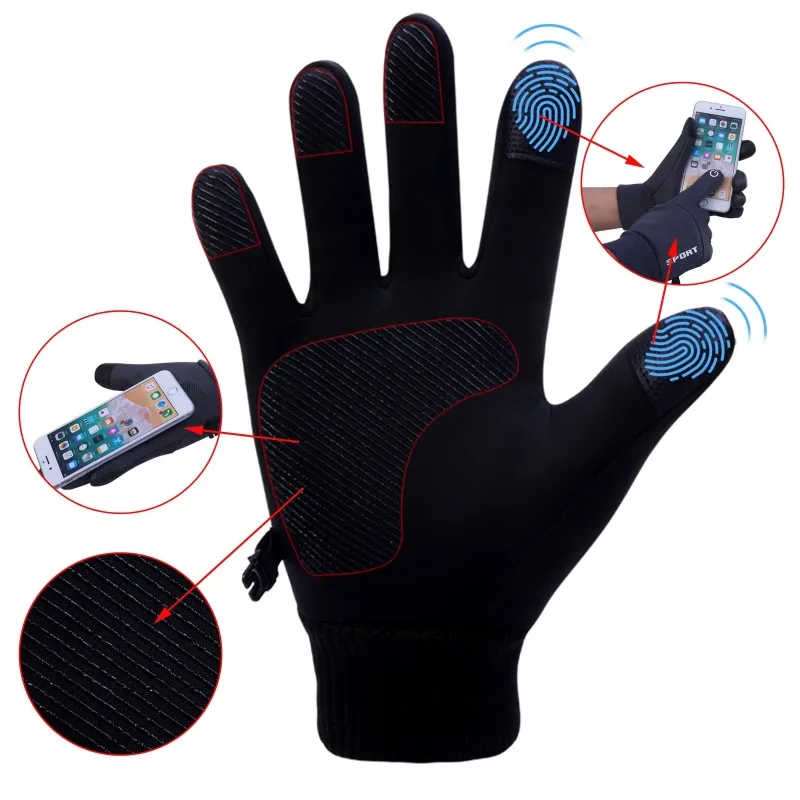 Guantes de invierno para hombre y mujer, guantes cálidos con pantalla táctil, resistentes al agua, guantes térmicos a prueba de viento para correr, ciclismo, conducir y esquiar - imagen 2