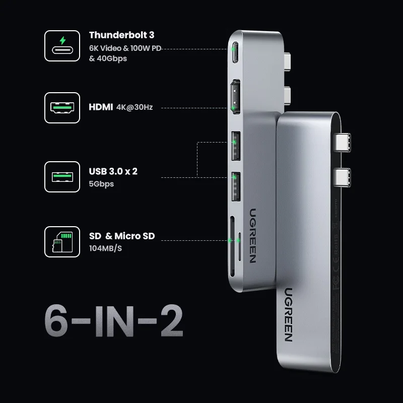 Hub USB-C HDMI 4K con Lector SD/TF para MacBook Pro y Air - imagen 4