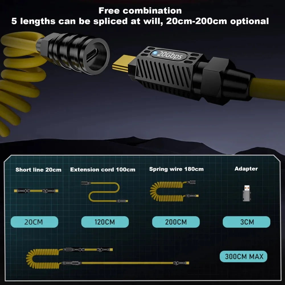 USB C Cable Portable Data Cord 140W Power Delivery Cable Fasting Charging Data Transmission Cable 8K Audio Video Cord - imagen 3