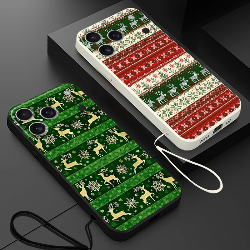 Coque souple pour iPhone XR 11 12 13 Pro Max 7 8 16e XS 17 Air 16 14 15 Plus, renne de noël