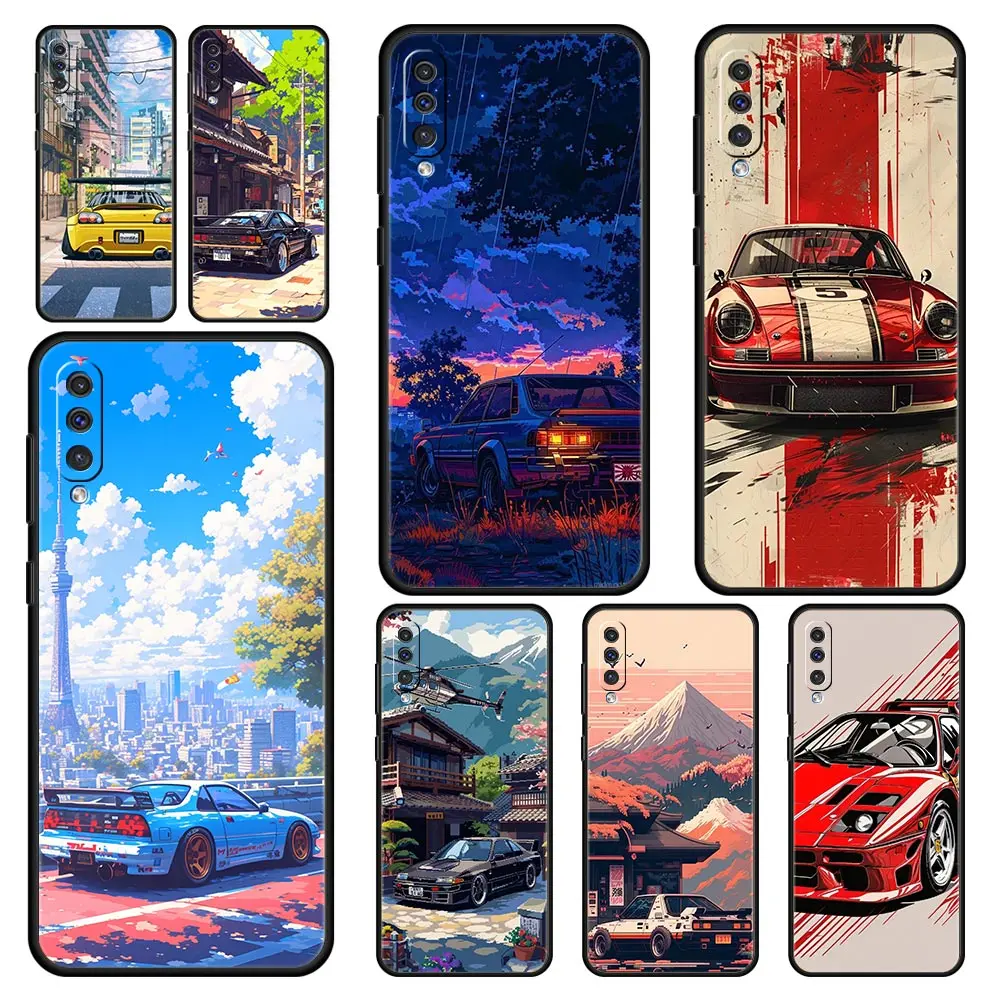 JDM Tokyo Drift funda de coche deportivo para Samsung A24 A12 A16 A14 A32 A50 A70 A20E A20S A10S A22 A30 A40 A34 A54 A42 A52 5G A06